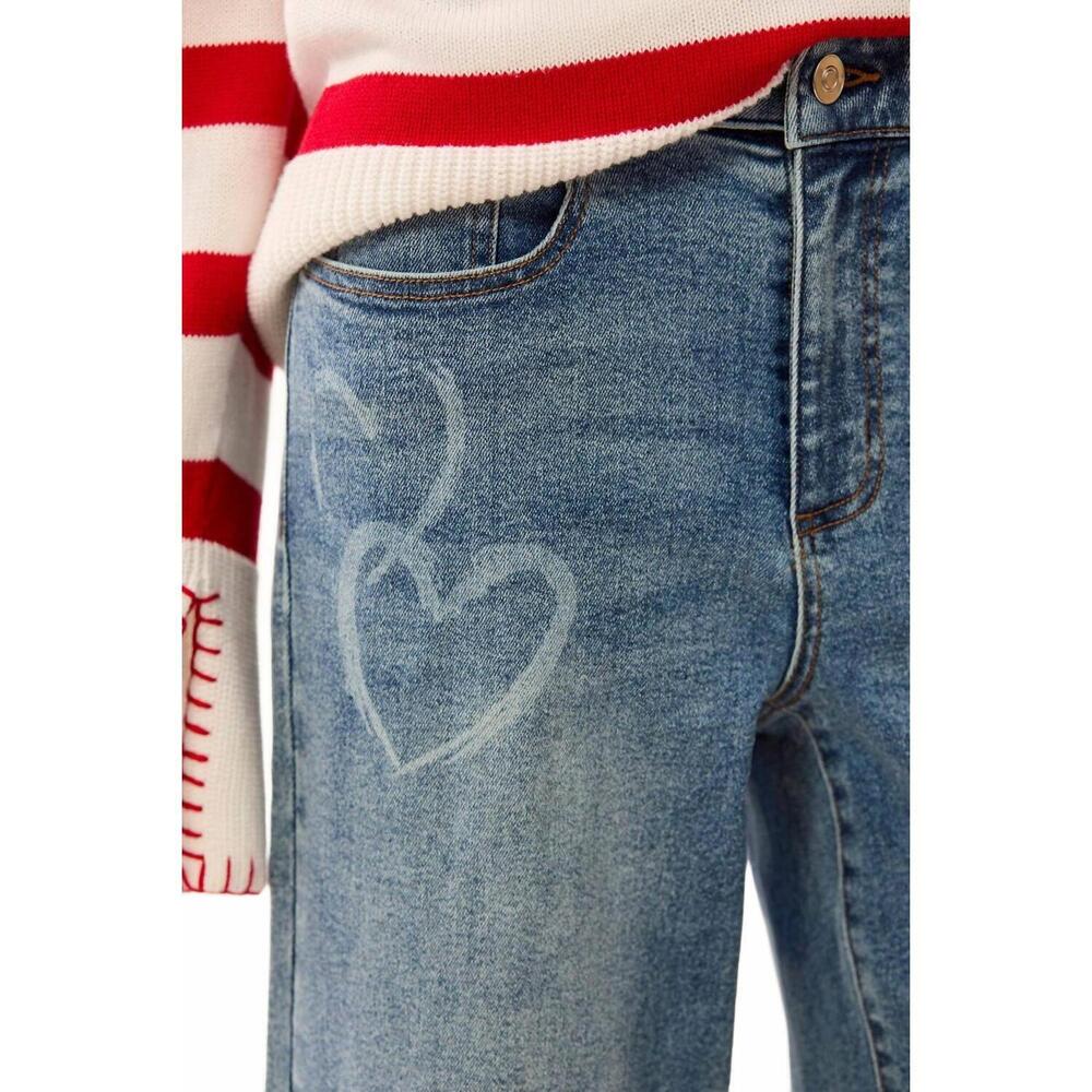 NEW TRIBAL heart sophia curvy printed super straight ankle jeans in blue - Picture 4 of 4